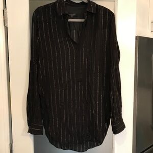 All Saints Long sleeve Sheer Black Blouse